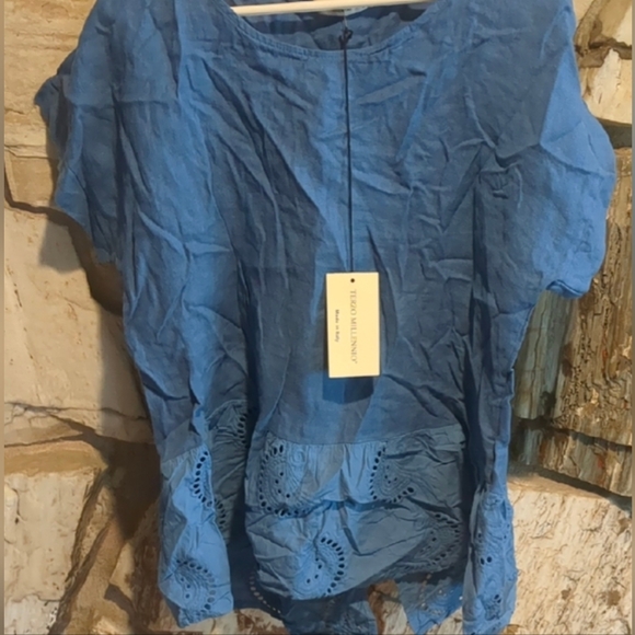 TERZO MILLENNIO Blue Blouse Top - Picture 2 of 7
